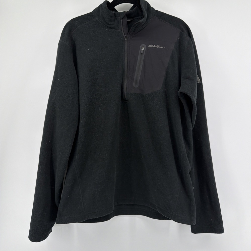 Eddie Bauer First Ascent Fleece‎ Quarter Zip Pullover Mens Size L Black